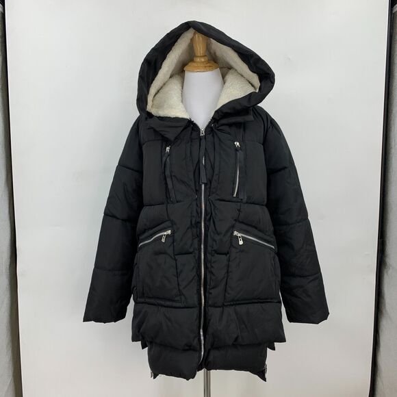 XUEYUGE Puffer Coat Womens S Small Water Resistant Nylon Faux Fur Hooded Parka - Picture 2 of 11